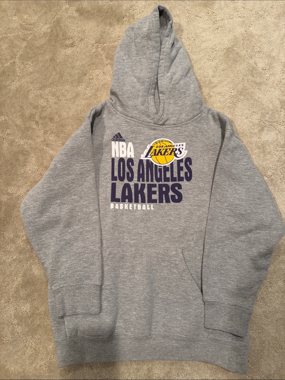 adidas Los Angeles Lakers Gray Crewneck Hoodie with NBA Logo